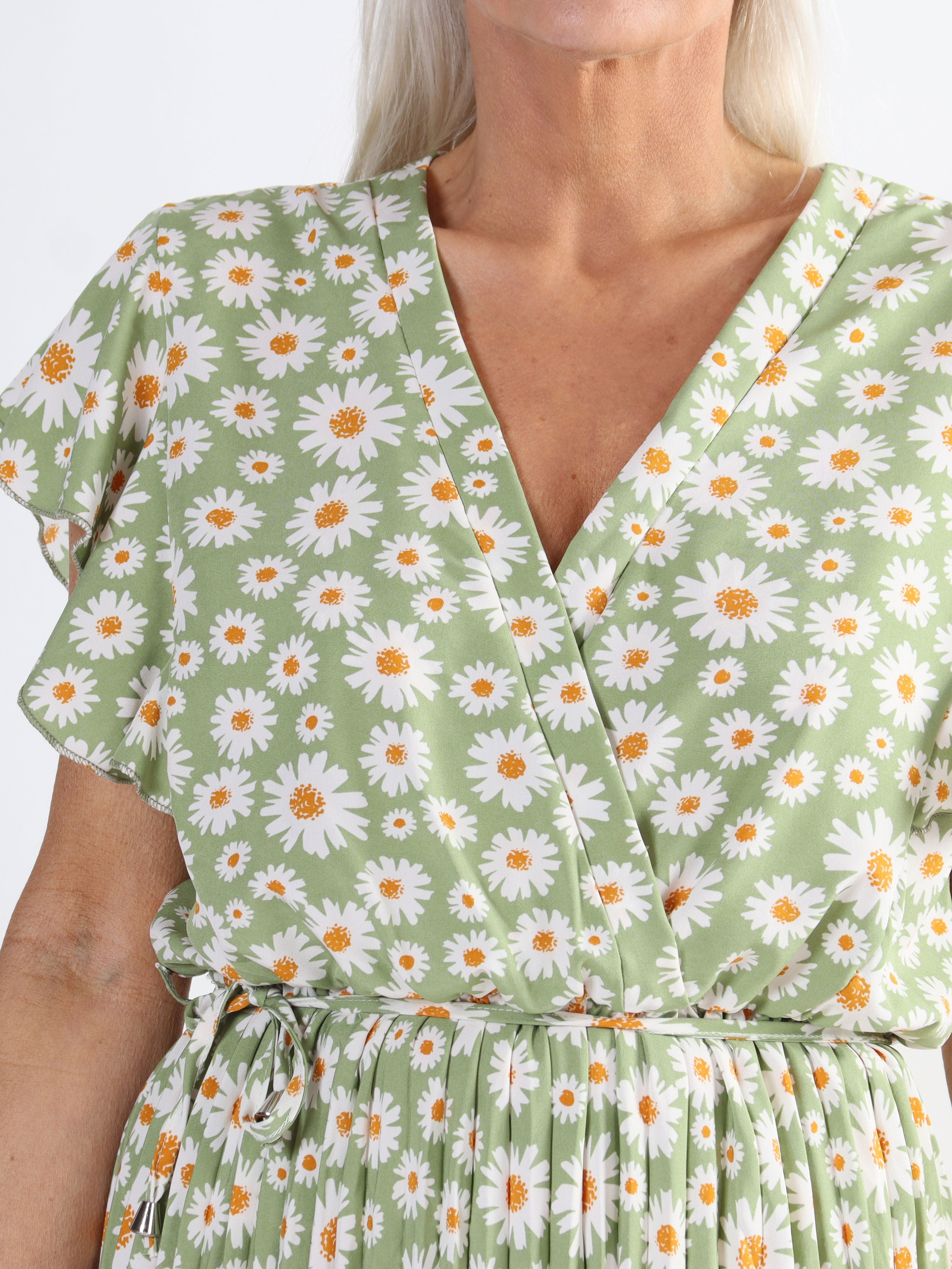 Callidora Flower - Plus size kjole med plisseringer og flæser